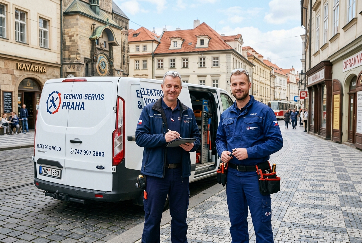 Tým plynařů SIST-Trading u servisního auta